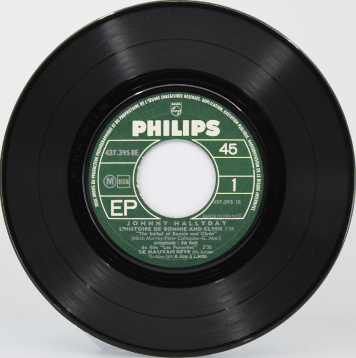 Johnny Hallyday – L&#39;histoire De Bonnie And Clyde, Vinyl, 7&quot;, 45 RPM, EP, France 1969
