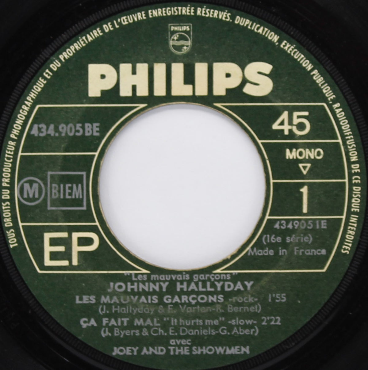 Johnny Hallyday – Les Mauvais Garçons, Vinyl, 7&quot;, 45 RPM, EP, Mono, France 1964