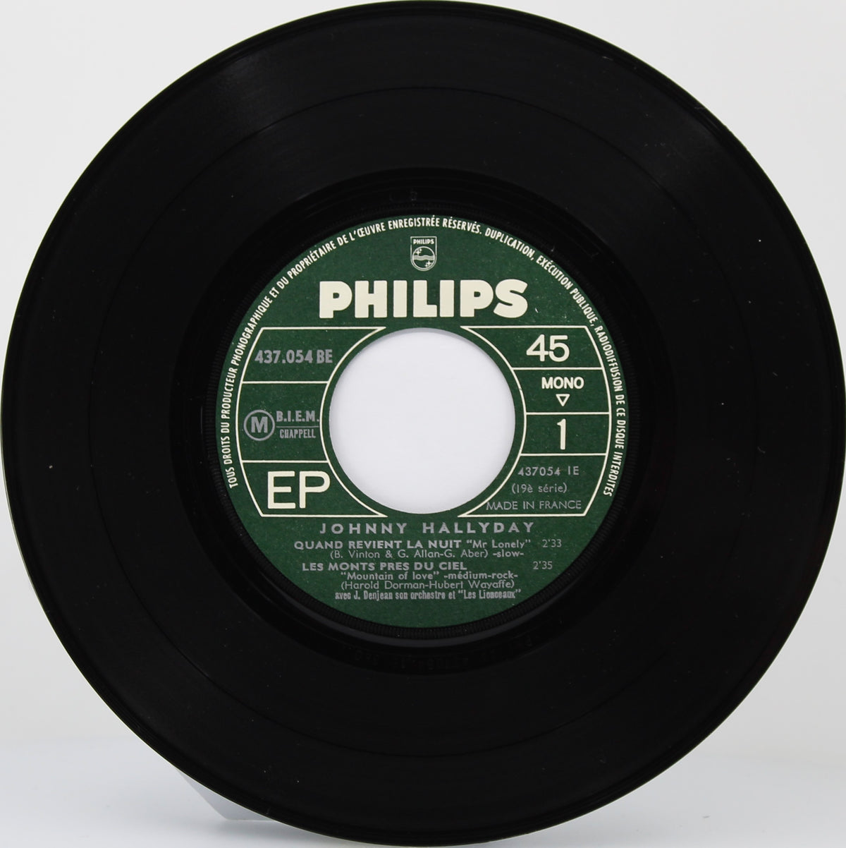 Johnny Hallyday ‎– Quand Revient La Nuit, Vinyl, 7&quot;, 45 RPM, EP, Mono, France 1965