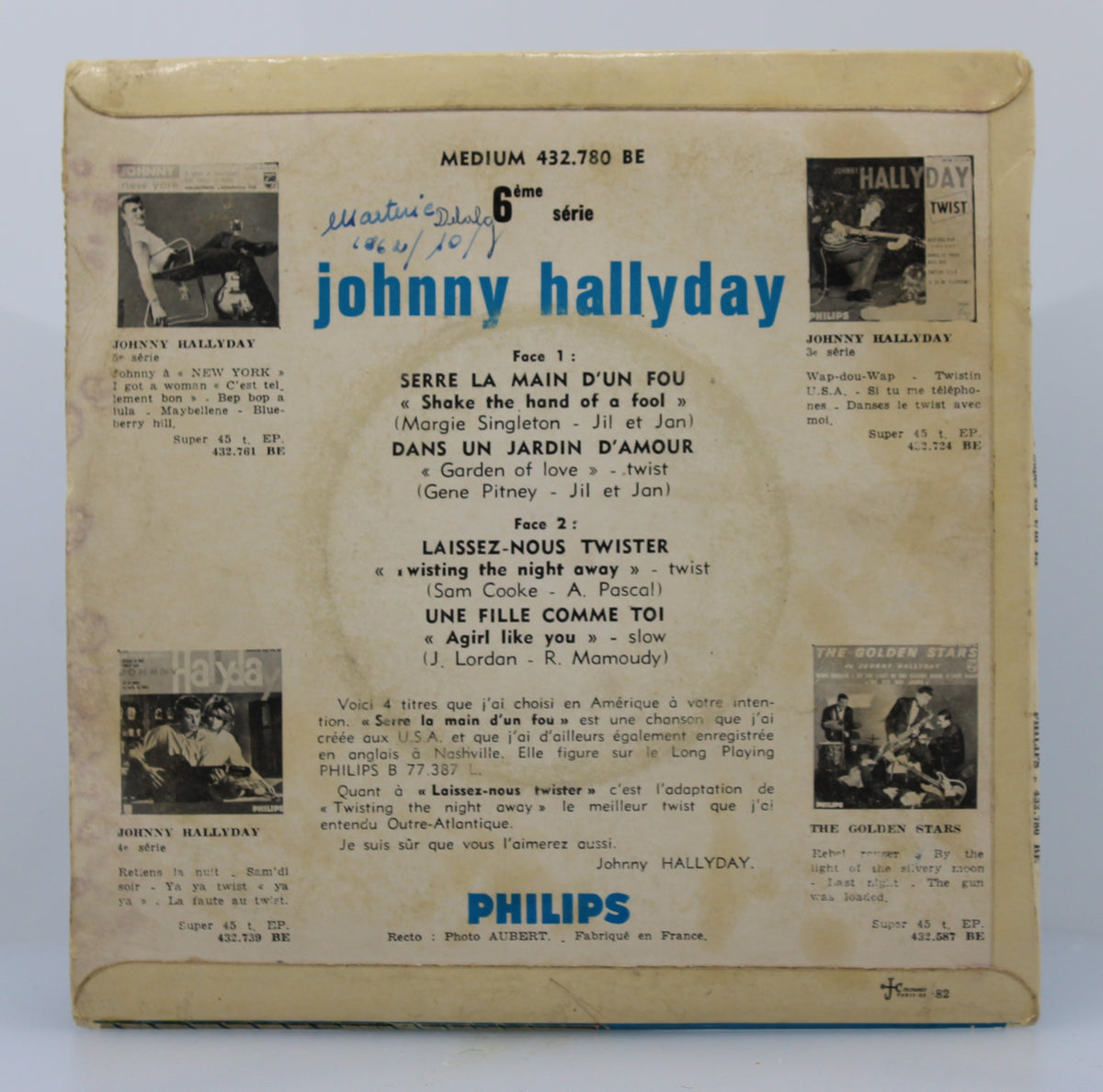 Johnny Hallyday ‎– Serre La Main D&#39;Un Fou, Vinyl, 7&quot;, 45 RPM, EP, Repress, Mono, France 1962