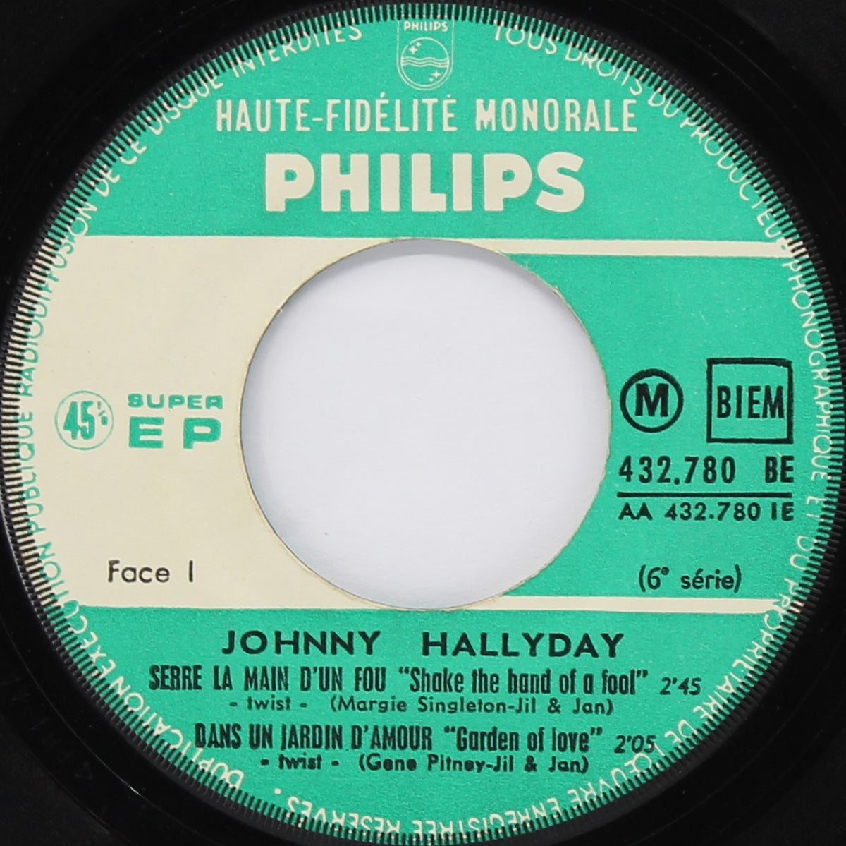 Johnny Hallyday ‎– Serre La Main D&#39;Un Fou, Vinyl, 7&quot;, 45 RPM, EP, Repress, Mono, France 1962