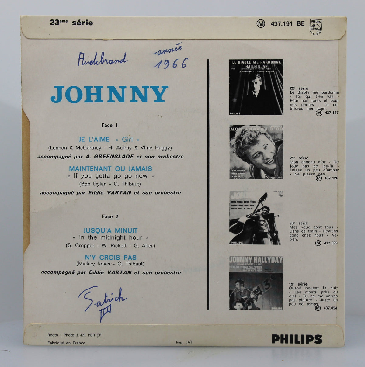 Johnny Hallyday – Je L&#39;aime, Vinyl, 7&quot;, 45 RPM, EP, France 1966