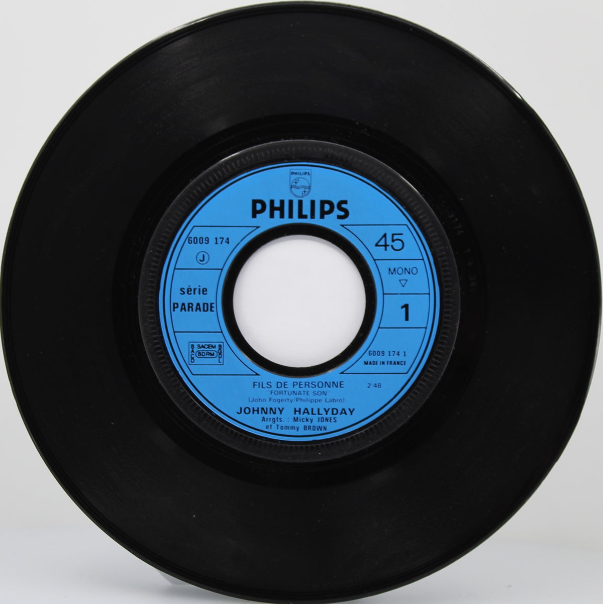 Johnny Hallyday ‎– Fils De Personne, Vinyl, 7&quot;, Single, 45 RPM, Mono, Moulded Labels, France 1971