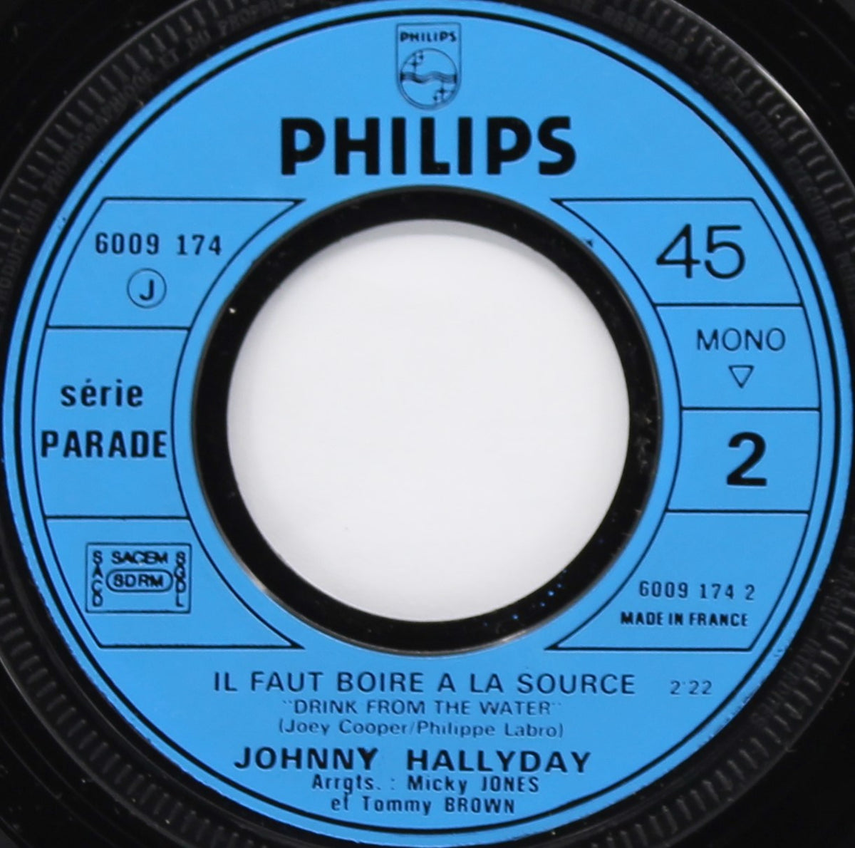 Johnny Hallyday ‎– Fils De Personne, Vinyl, 7&quot;, Single, 45 RPM, Mono, Moulded Labels, France 1971