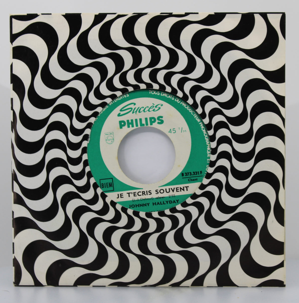 Johnny Hallyday – Je T&#39;écris Souvent / Bonne Chance, Vinyl, 7&quot;, 45 RPM, Single, Jukebox, France 1964