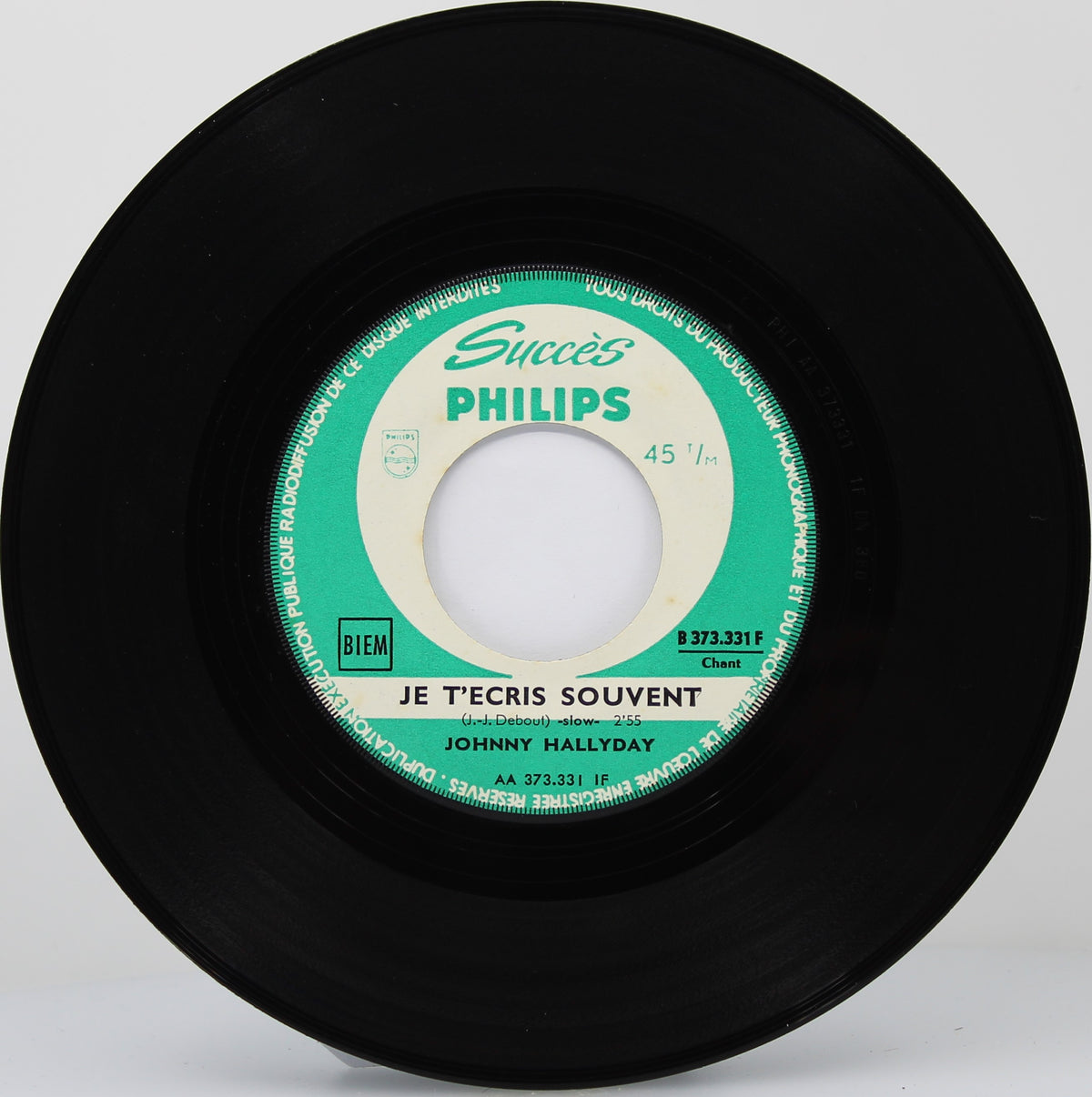 Johnny Hallyday – Je T&#39;écris Souvent / Bonne Chance, Vinyl, 7&quot;, 45 RPM, Single, Jukebox, France 1964