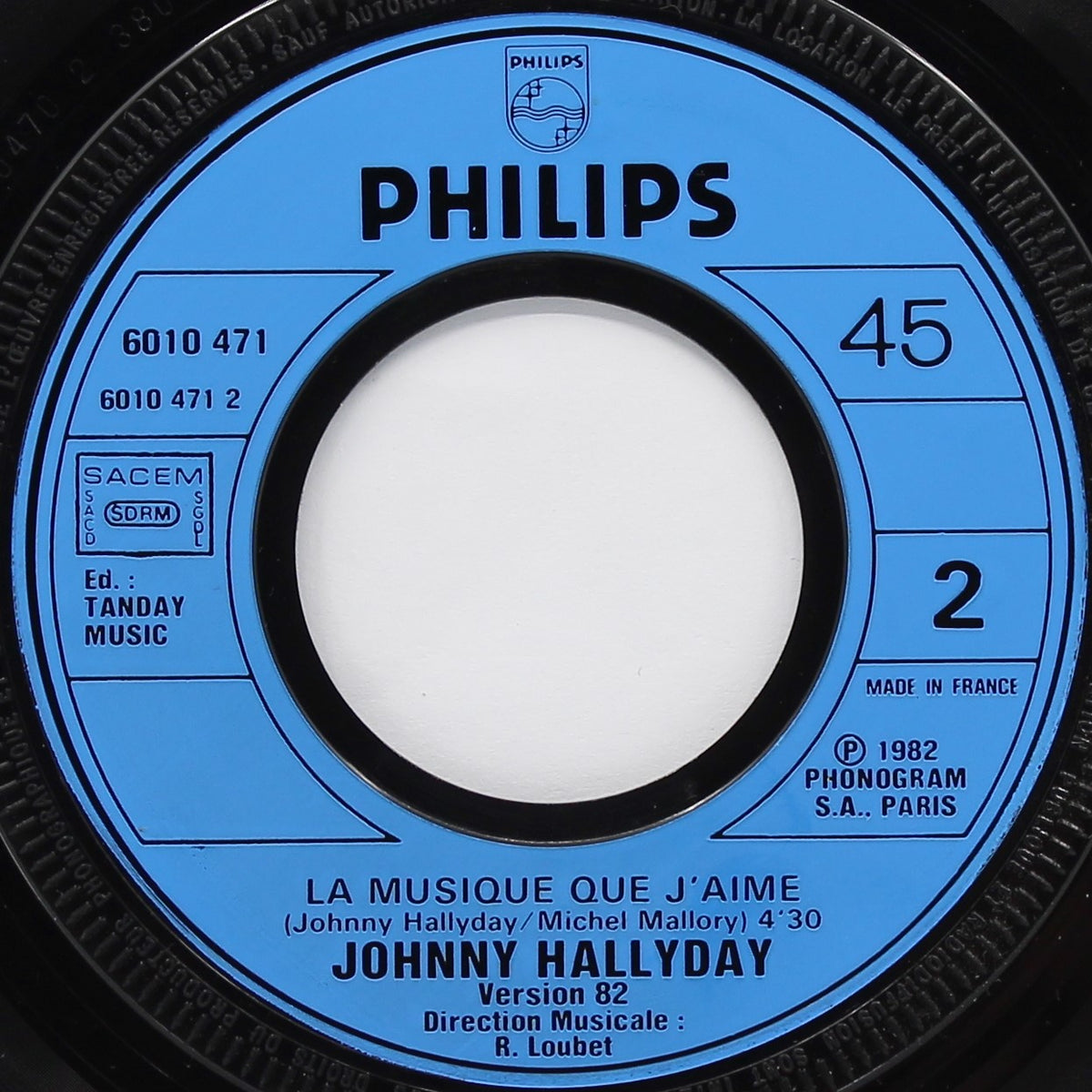 Johnny Hallyday ‎– Noir C&#39;est Noir (Version 82), Vinyl, 7&quot;, 45 RPM, Single, France 1982