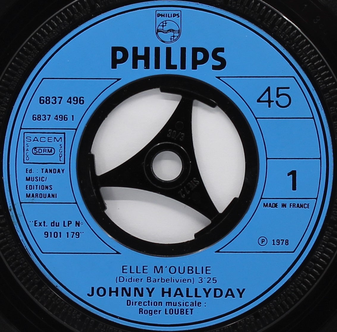 Johnny Hallyday – Elle M&#39;oublie, Vinyl, 7&quot;, 45 RPM, Single, JAT printer, France 1978