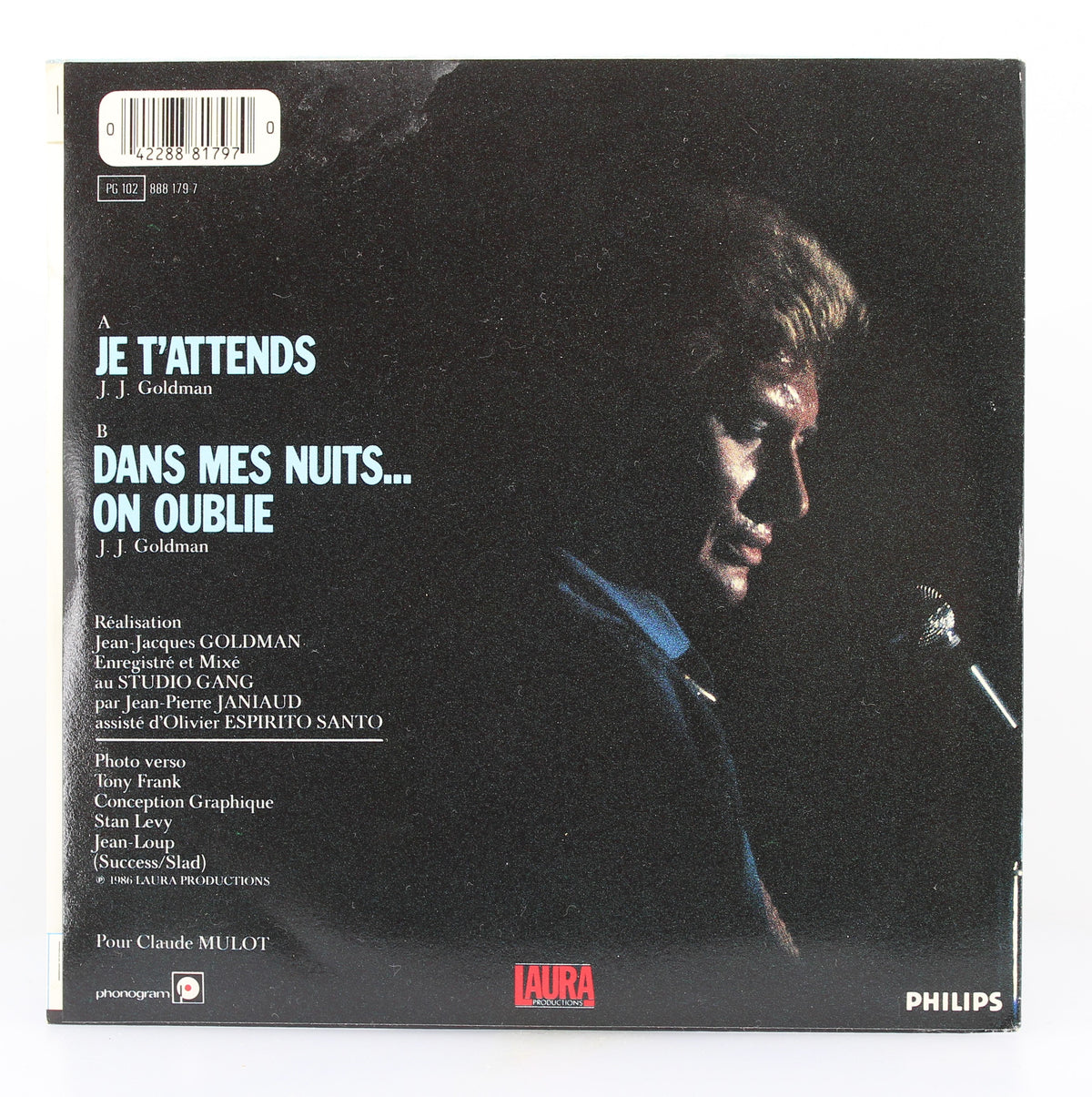 Johnny Hallyday – Je T&#39;attends, Vinyl, 7&quot;, 45 RPM, Single, Stereo, France 1986