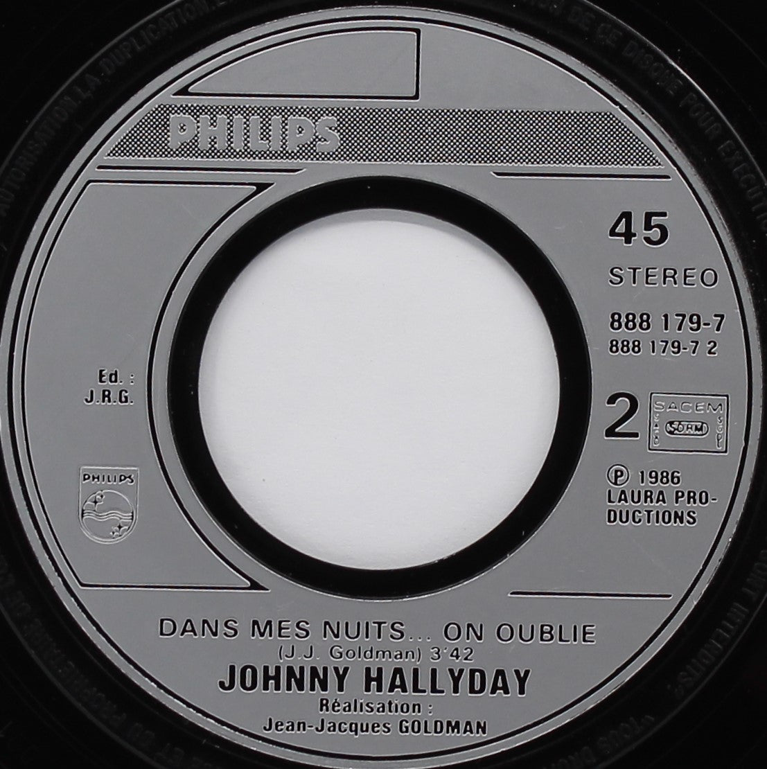 Johnny Hallyday – Je T&#39;attends, Vinyl, 7&quot;, 45 RPM, Single, Stereo, France 1986