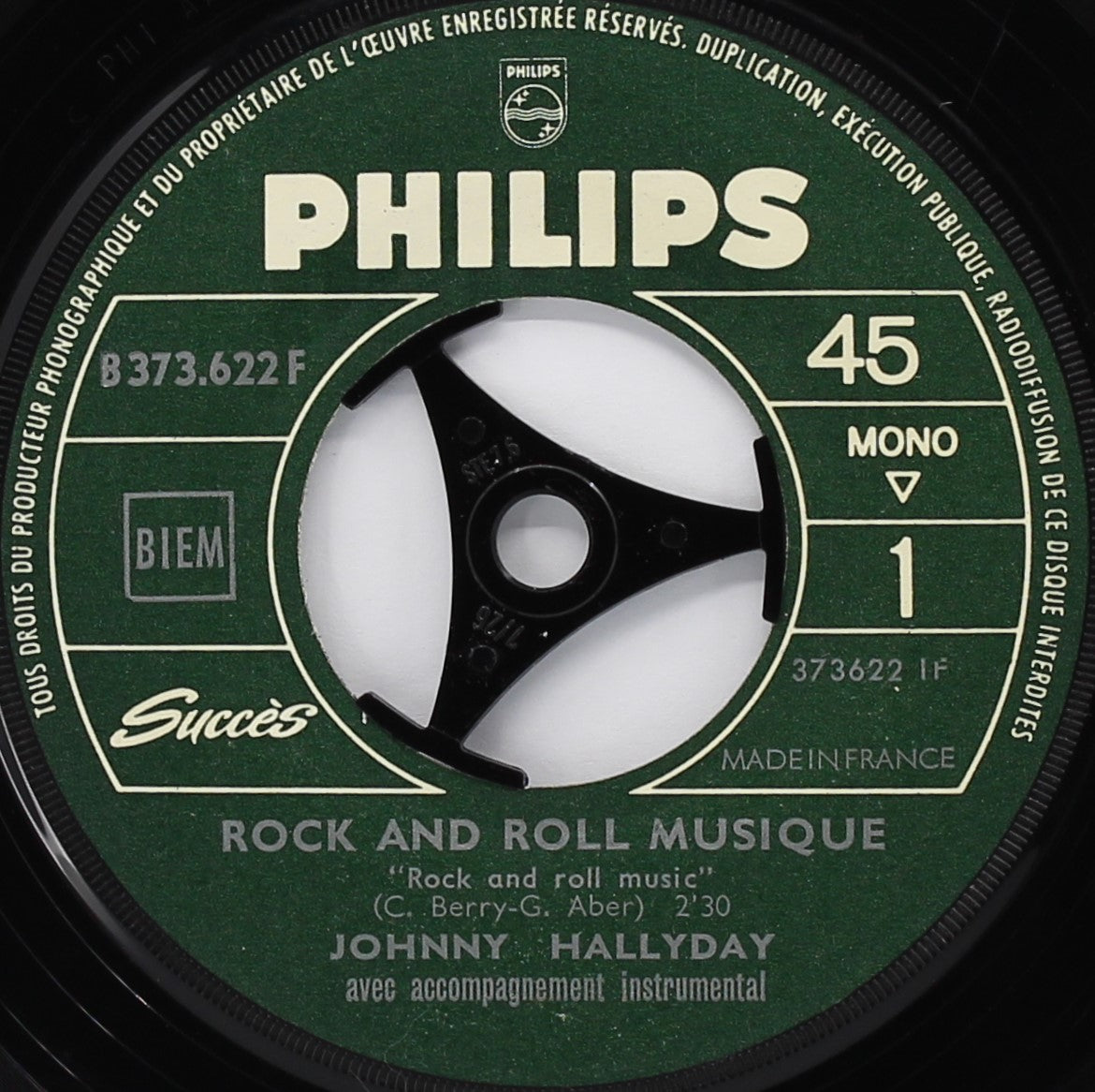 Johnny Hallyday ‎– Rock And Roll Musique (Rock And Roll Music), Vinyl, 7&quot;, 45 RPM, Mono, France 1965