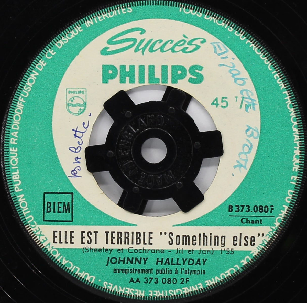 Johnny Hallyday ‎– Elle Est Terrible, Vinyl, 7&quot;, 45 RPM, Single, Jukebox, France 1962