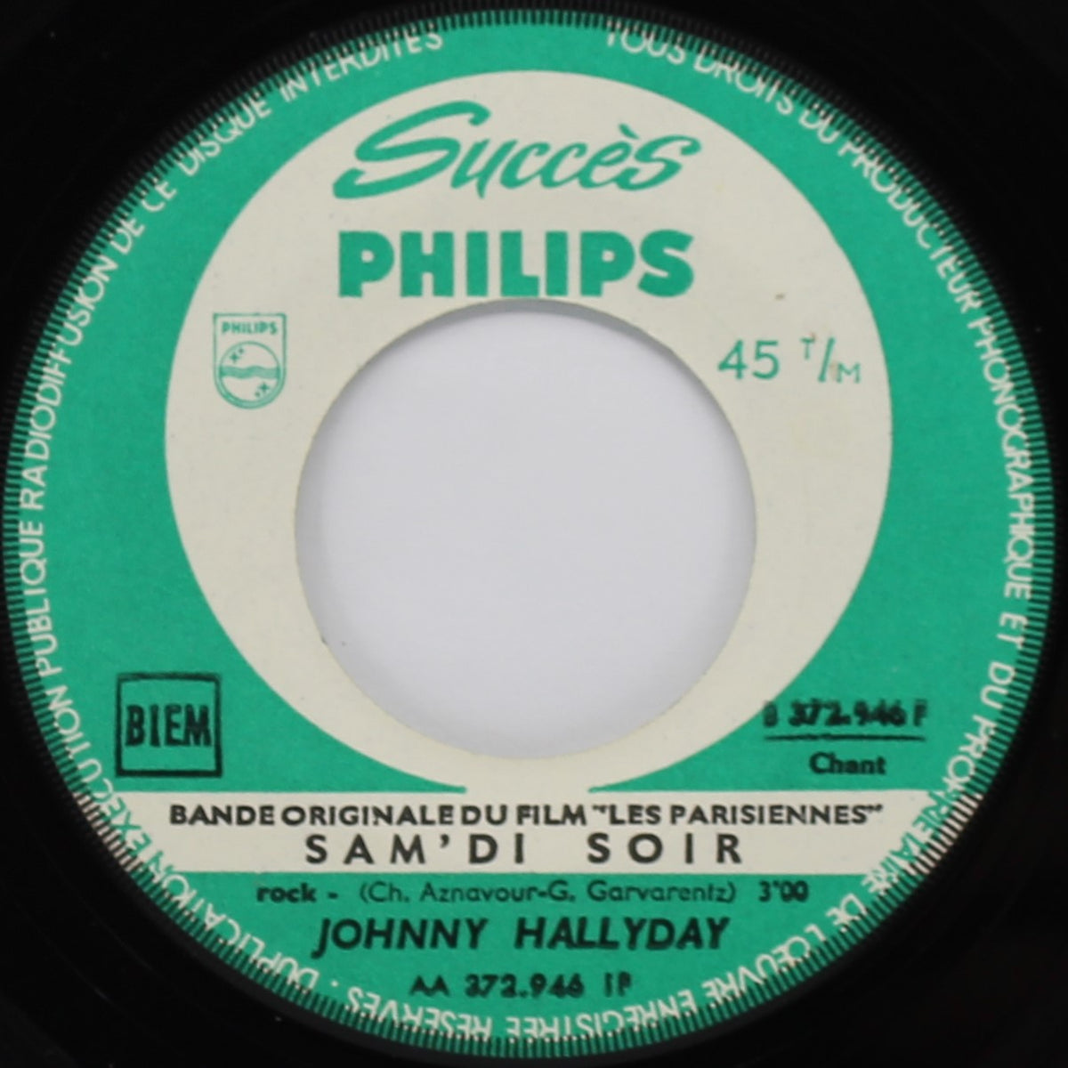 Johnny Hallyday – Sam&#39;di Soir / Retiens La Nuit, Vinyl, 7&quot;, 45 RPM, Single, France 1962