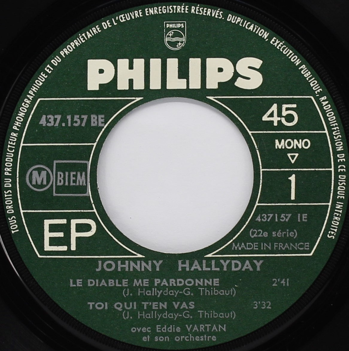 Johnny Hallyday – Le Diable Me Pardonne, Vinyl, 7&quot;, 45 RPM, EP, Mono, France 1965