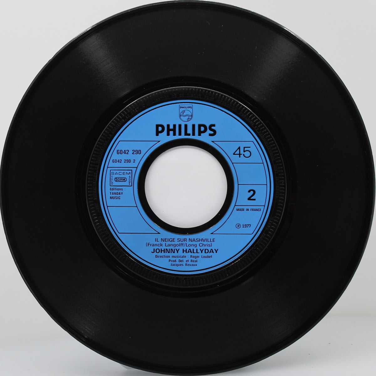 Johnny Hallyday – Le Cœur En Deux / Il Neige Sur Nashville, Vinyl, 7&quot;, 45 RPM, Single, France 1977