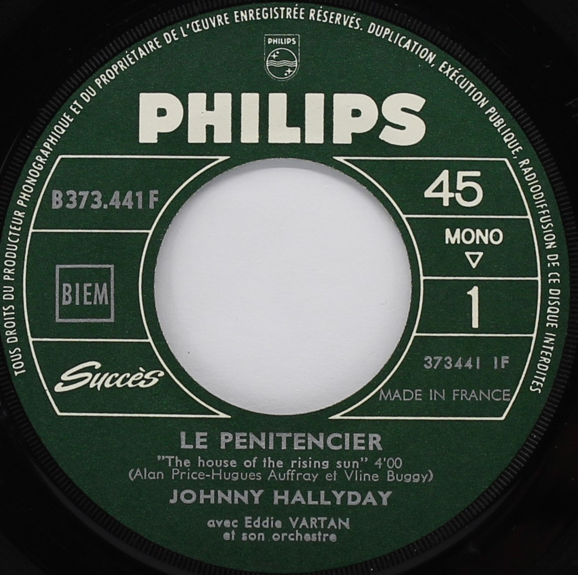 1964Johnny Hallyday – Le Pénitencier / One More Time, Encore Une Fois, Vinyl, 7&quot;, 45 RPM, Single, France 1964