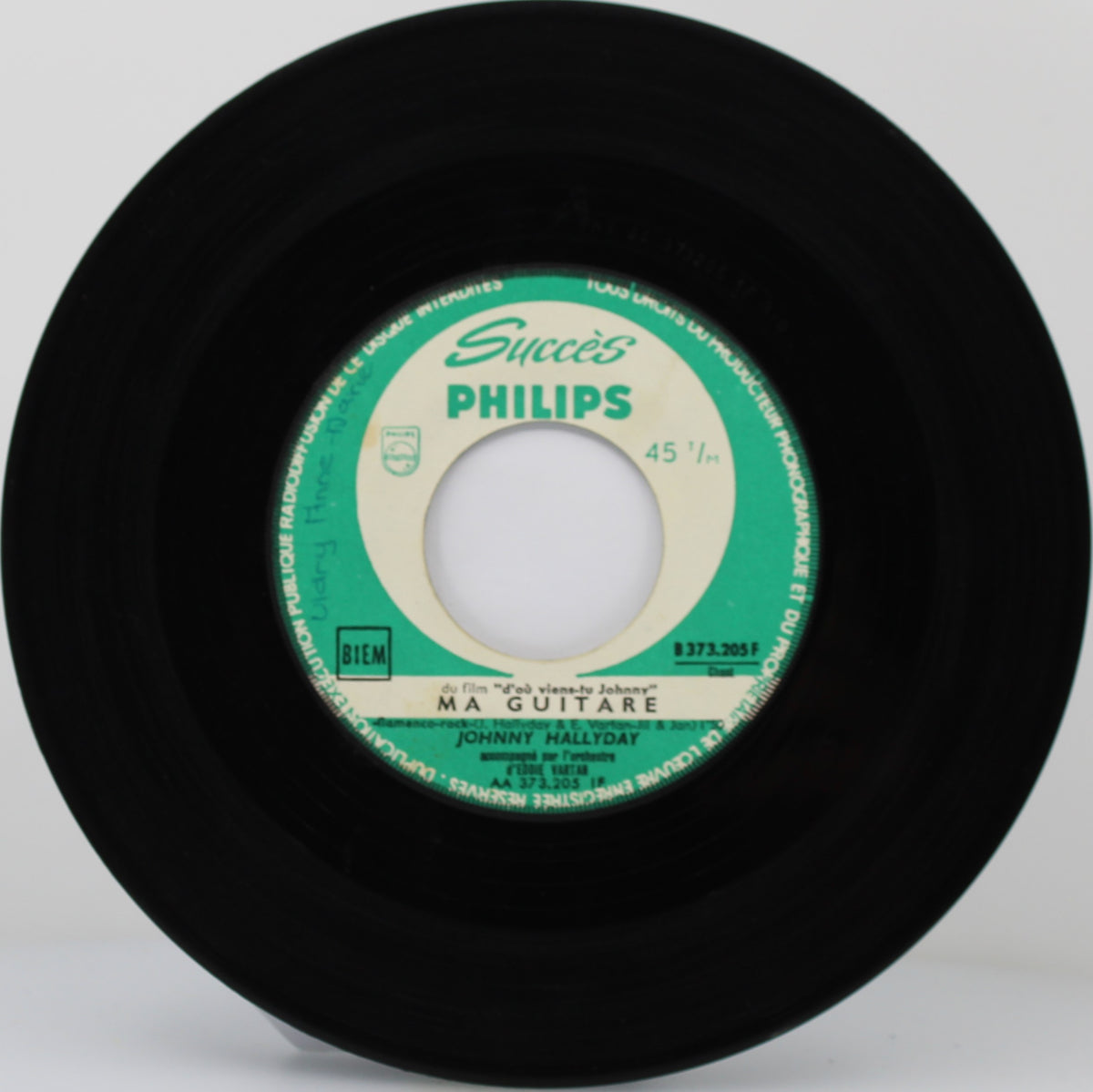 Johnny Hallyday – Ma Guitare / À Plein Cœur, Vinyl, 7&quot;, 45 RPM, Single, Jukebox, France 1963