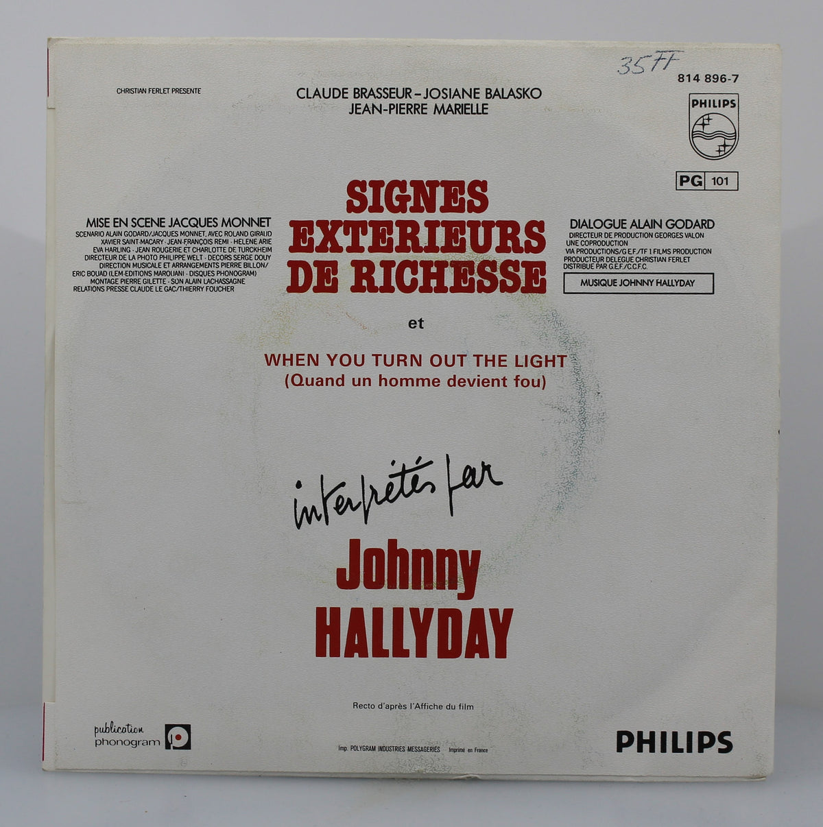 Johnny Hallyday – Extraits de la Bande Originale Du Film Signes Extérieurs De Richesse, Vinyl, 7&quot;, 45 RPM, Single, France 1983