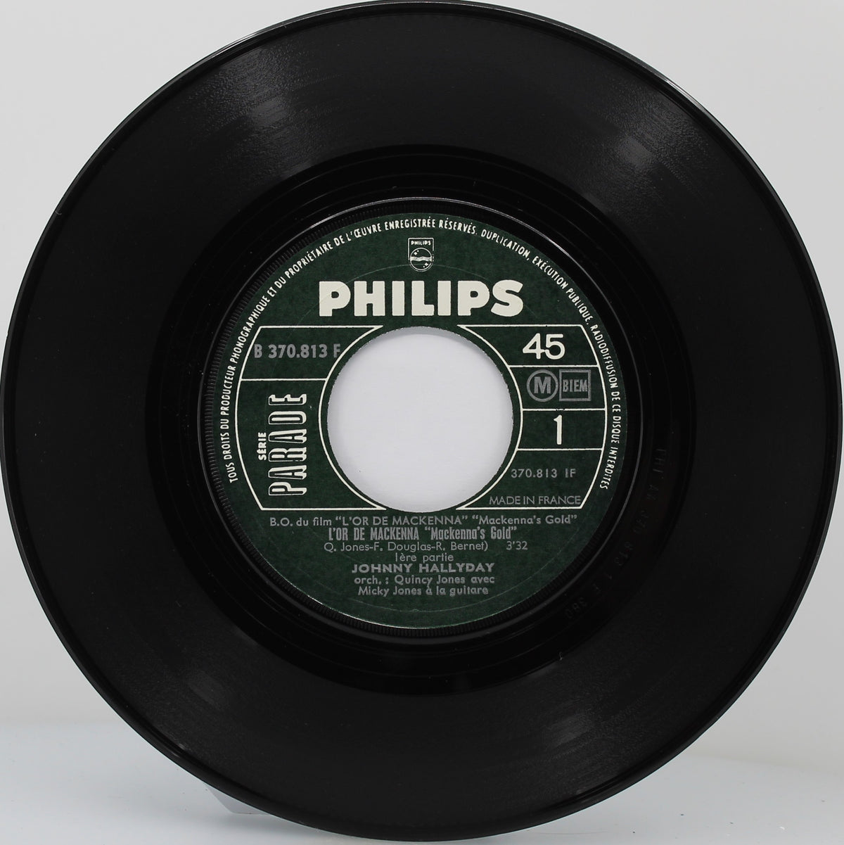 Johnny Hallyday – L&#39;Or De Mackenna, Vinyl, 7&quot;, 45 RPM, Single, Mono, Green Paper labels, France 1969