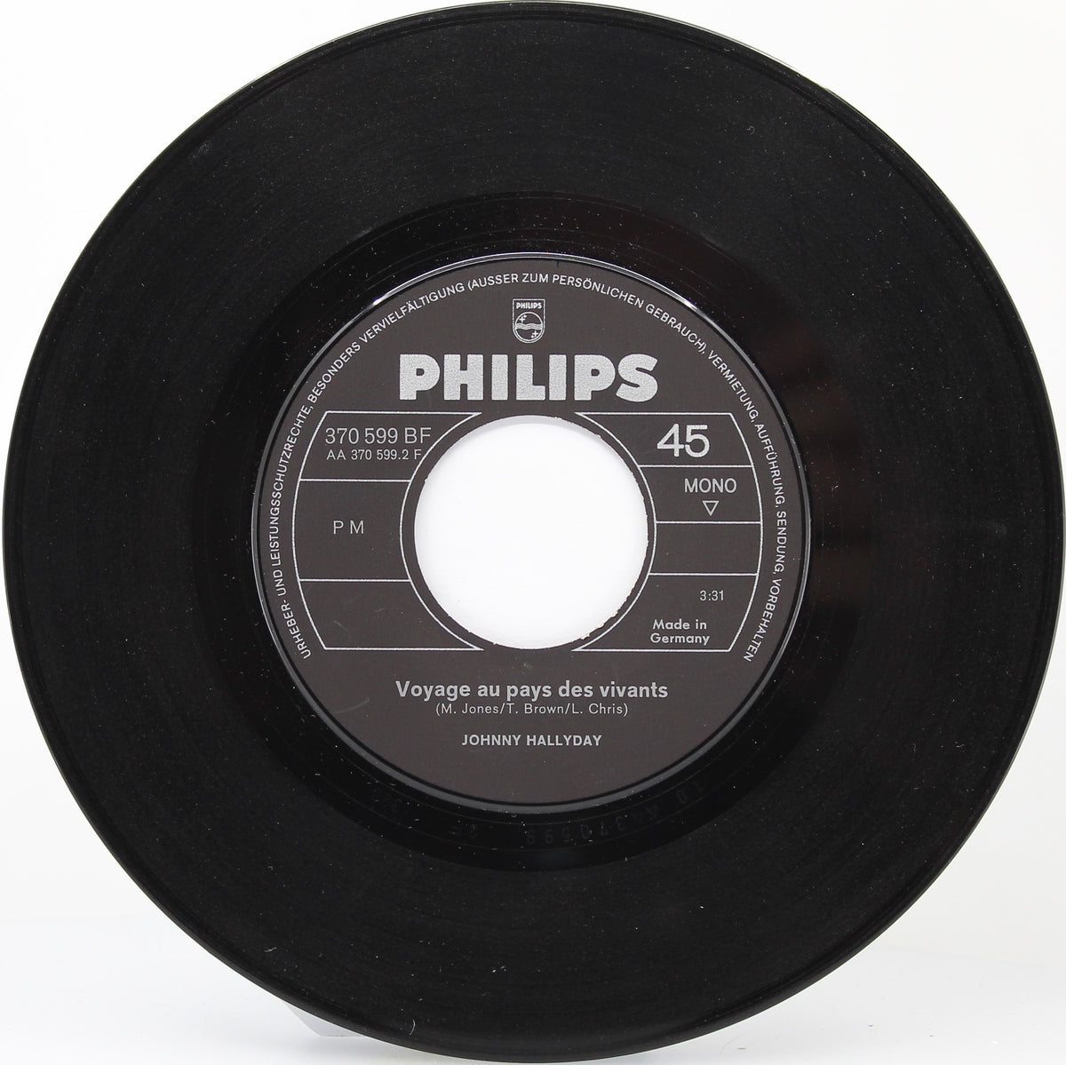 Johnny Hallyday – Que Je T&#39;Aime, Vinyl, 7&quot;, 45 RPM, Single, Mono, Germany 1969