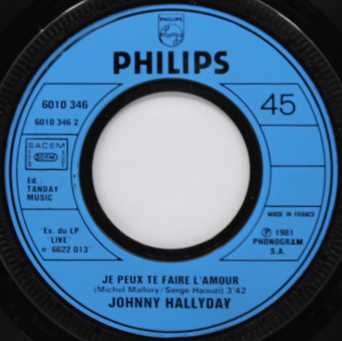 Johnny Hallyday – Excusez-moi De Chanter Encore Du Rock And Roll, Vinyl, 7&quot;, 45 RPM, Single, Stereo, France 1981