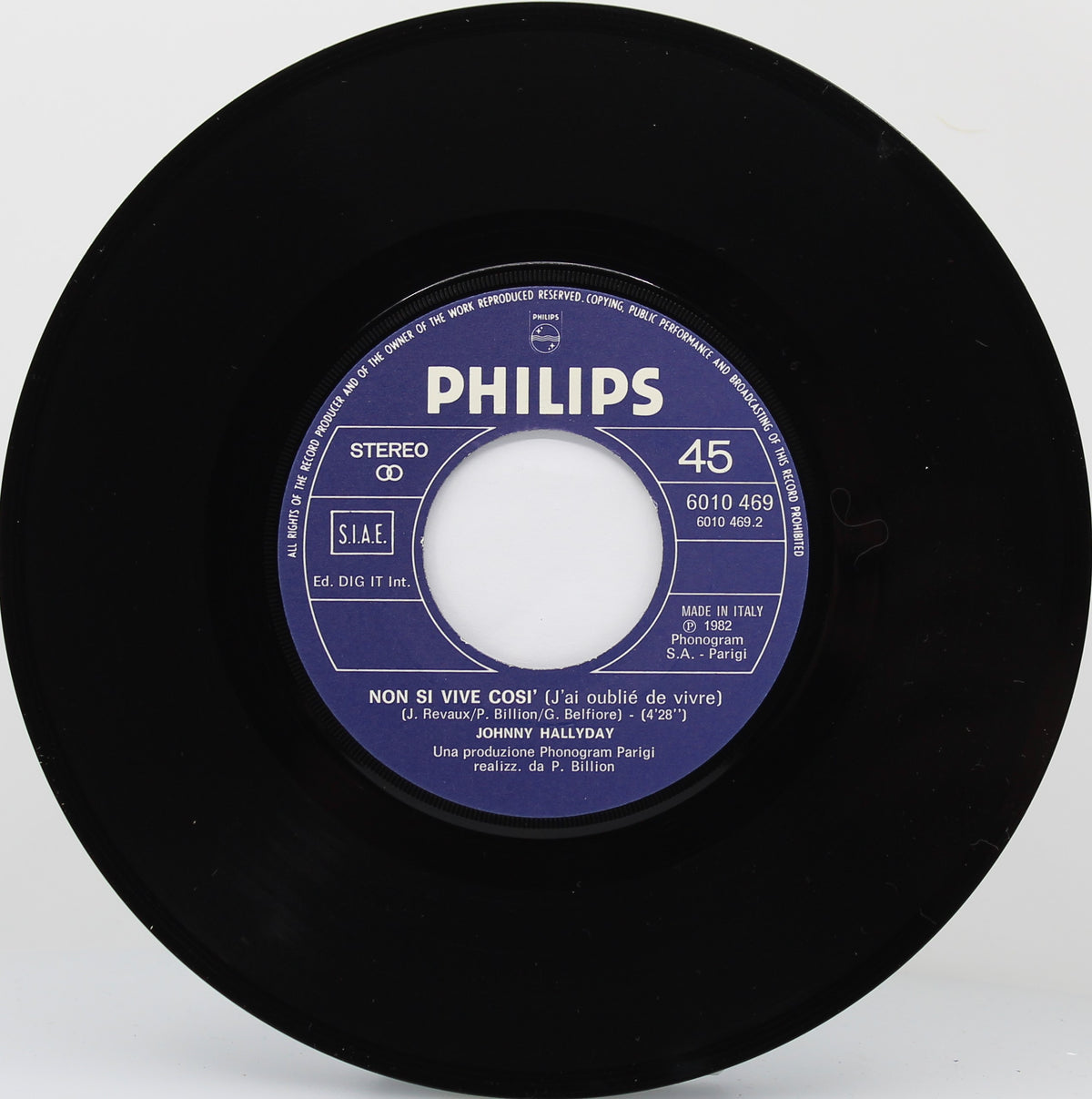 Johnny Hallyday – Solo Una Preghiera, Vinyl, 7&quot;, 45 RPM, Italy 1982