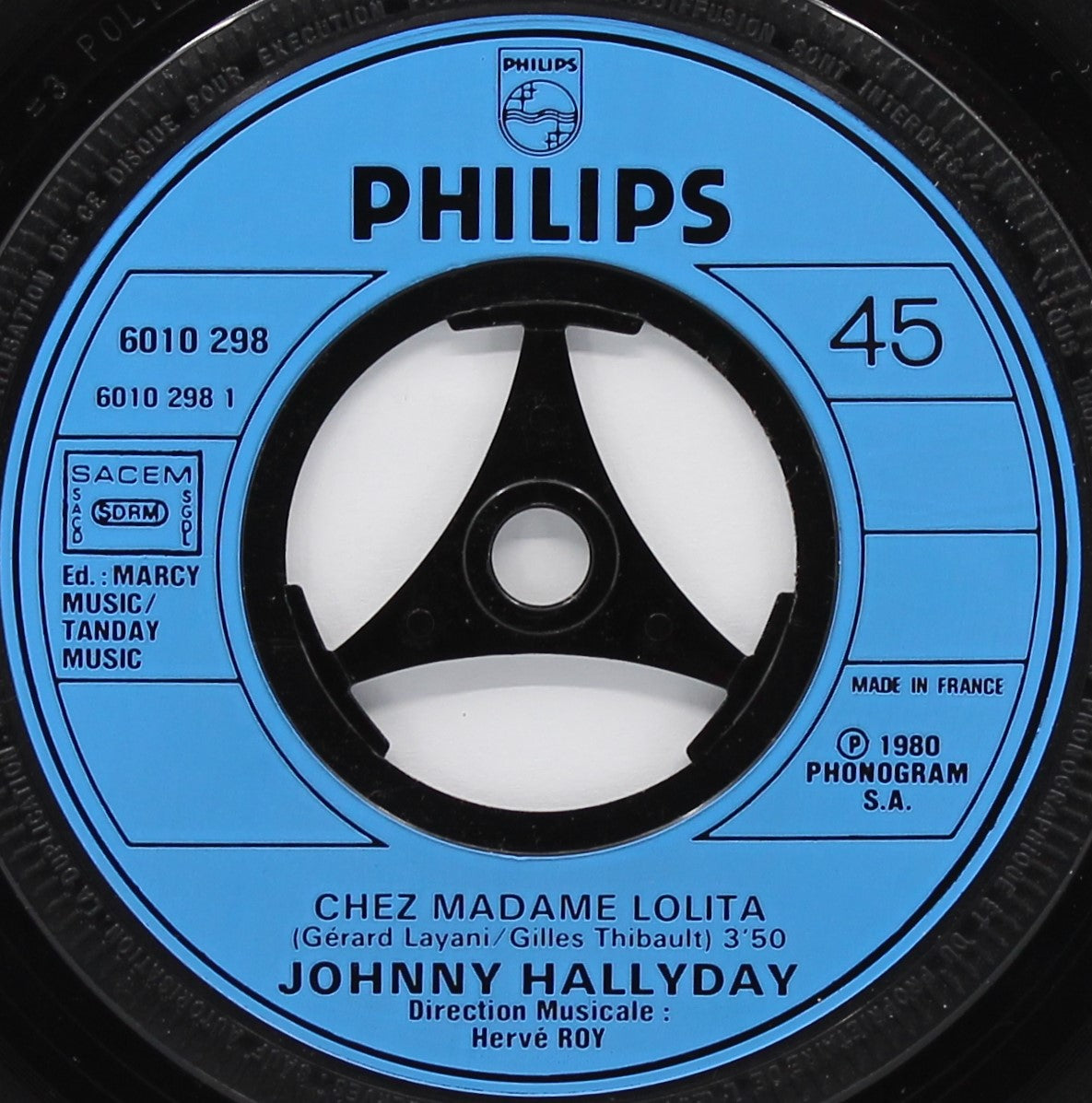 Johnny Hallyday ‎– Chez Madame Lolita / Guerre, Vinyl, 7&quot;, 45 RPM, Single, France 1980