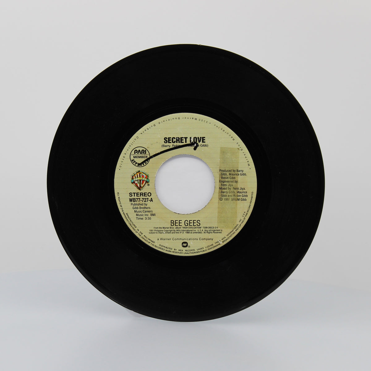Bee Gees - Secret Love, Vinyl 7&quot; Single 45Rpm, Philippines 1991