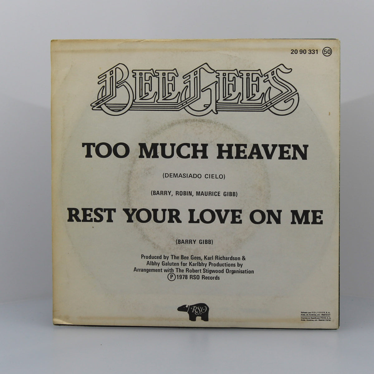 Bee Gees - Too Muxh Heaven, Vinyl 7&quot; Single 45Rpm, Spain 1978