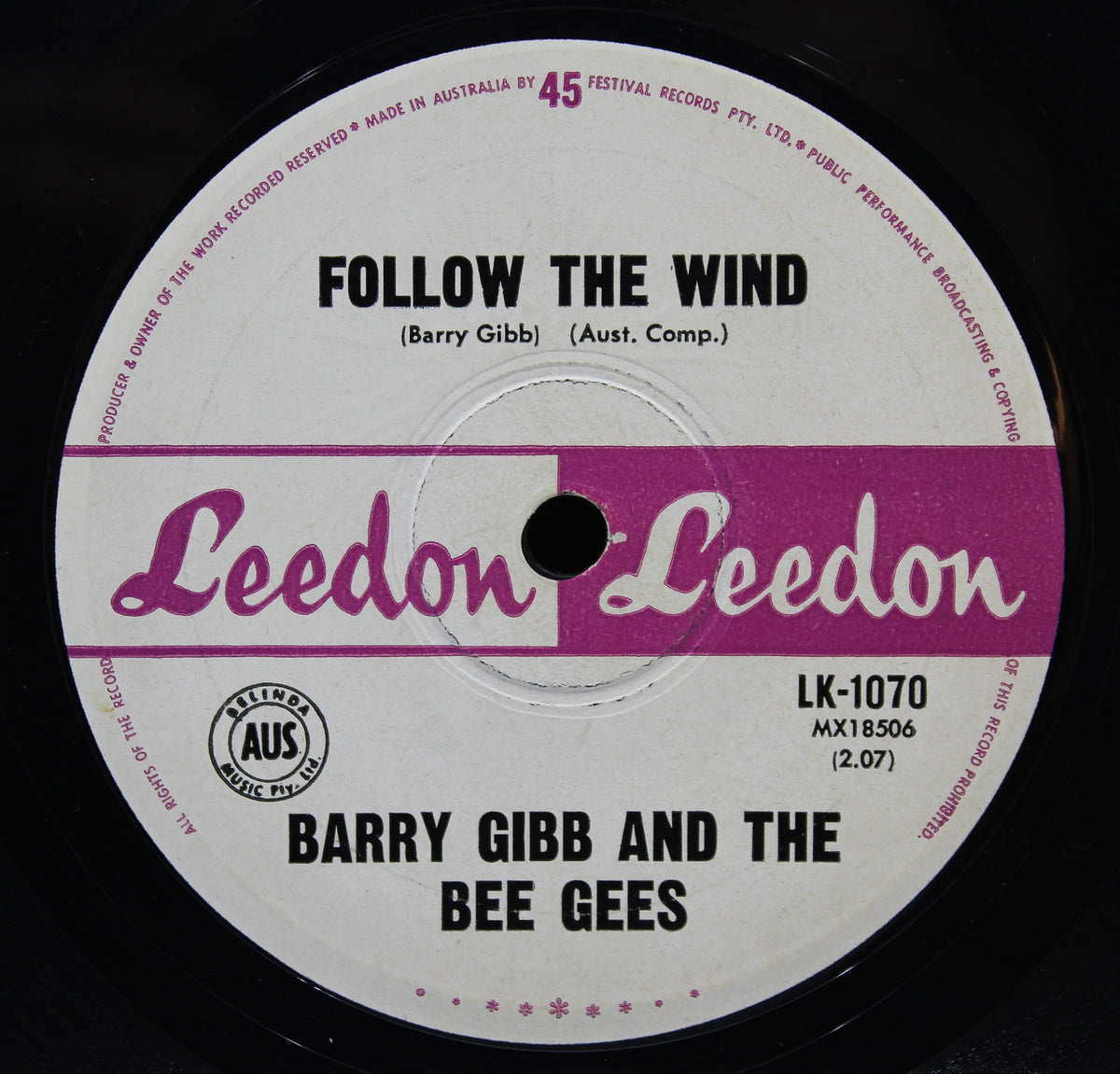 Barry Gibb and the Bee Gees, Leedon, Wine and Women, Vinyl 7&quot; Single, Australia