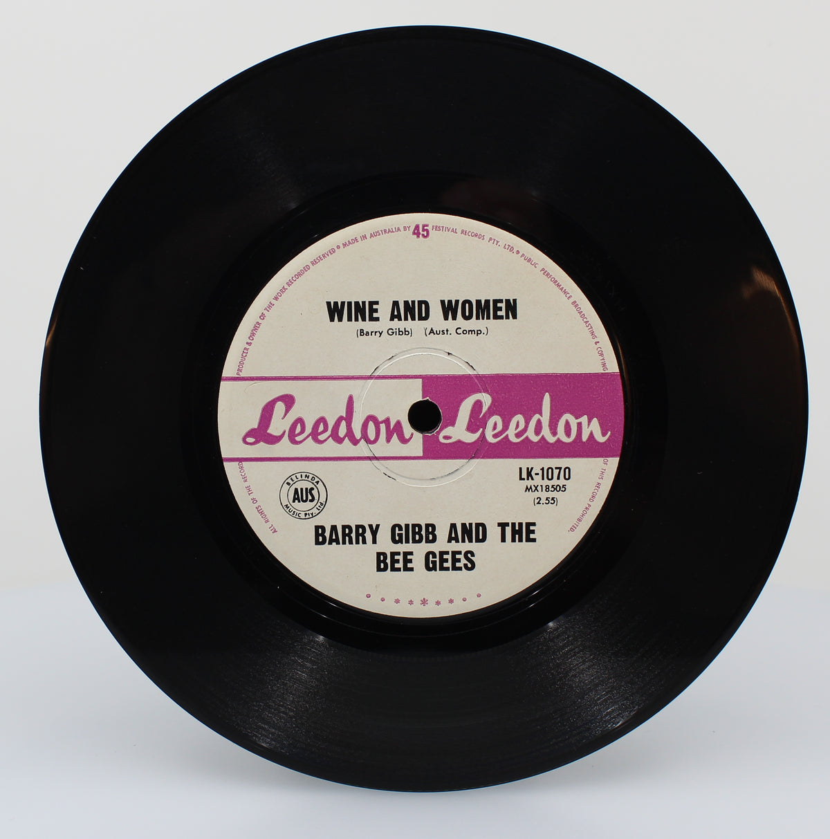 Barry Gibb and the Bee Gees, Leedon, Wine and Women, Vinyl 7&quot; Single, Australia