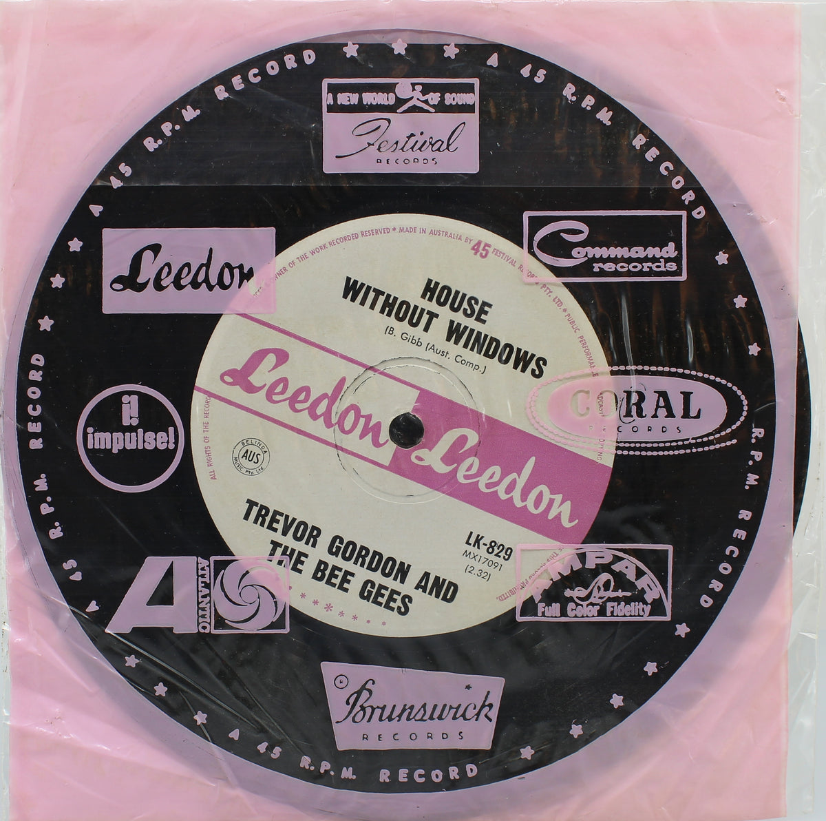 Trevor Gordon And The Bee Gees, Leedon, House Without Windows, Vinyl Single (45rpm), Australia (s 1093)