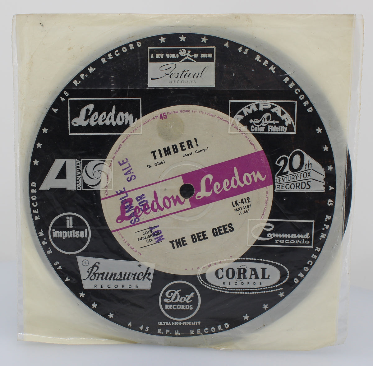 The Bee Gees, Leedon, Timber!, Vinyl Single (45 rpm), Australia 1963 (s 1096)