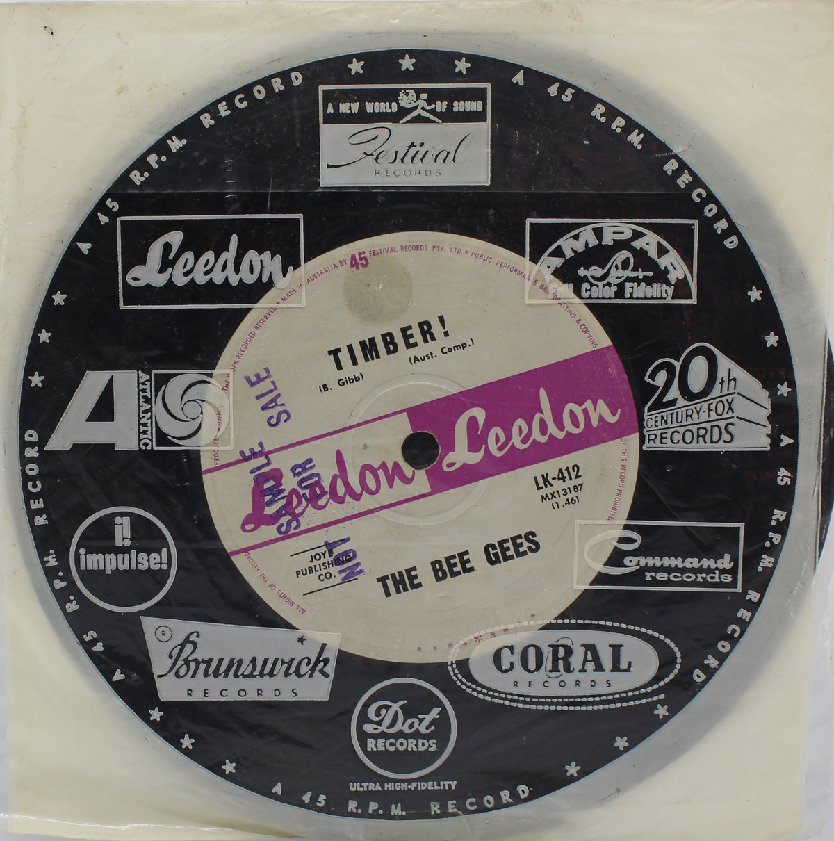 The Bee Gees, Leedon, Timber!, Vinyl Single (45 rpm), Australia 1963 (s 1096)
