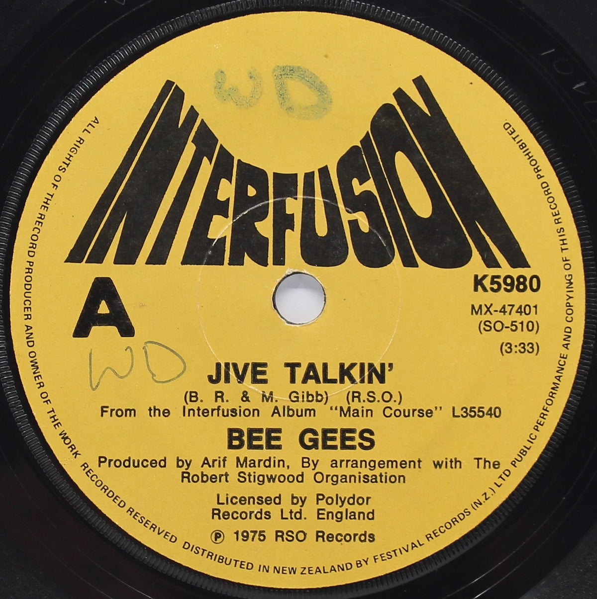 Bee Gees, Jive Talkin&#39;, Vinyl 7&quot; (45rpm), New Zealand 1975