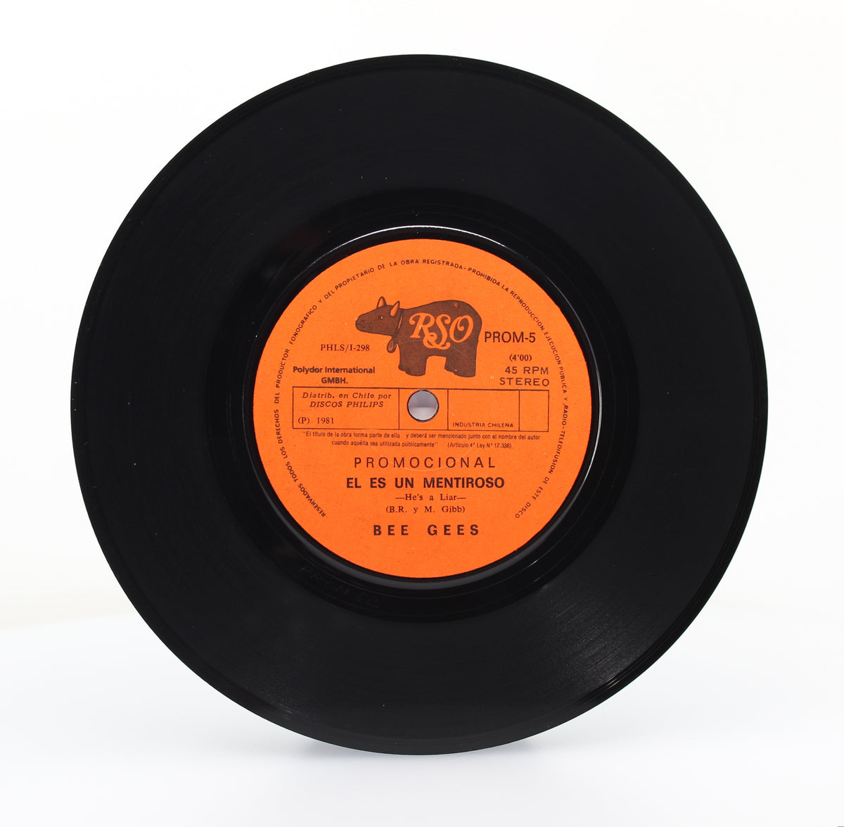 Bee Gees, He&#39;s A Liar, Vinyl 7&quot; (45rpm) Promo, Chile 1981