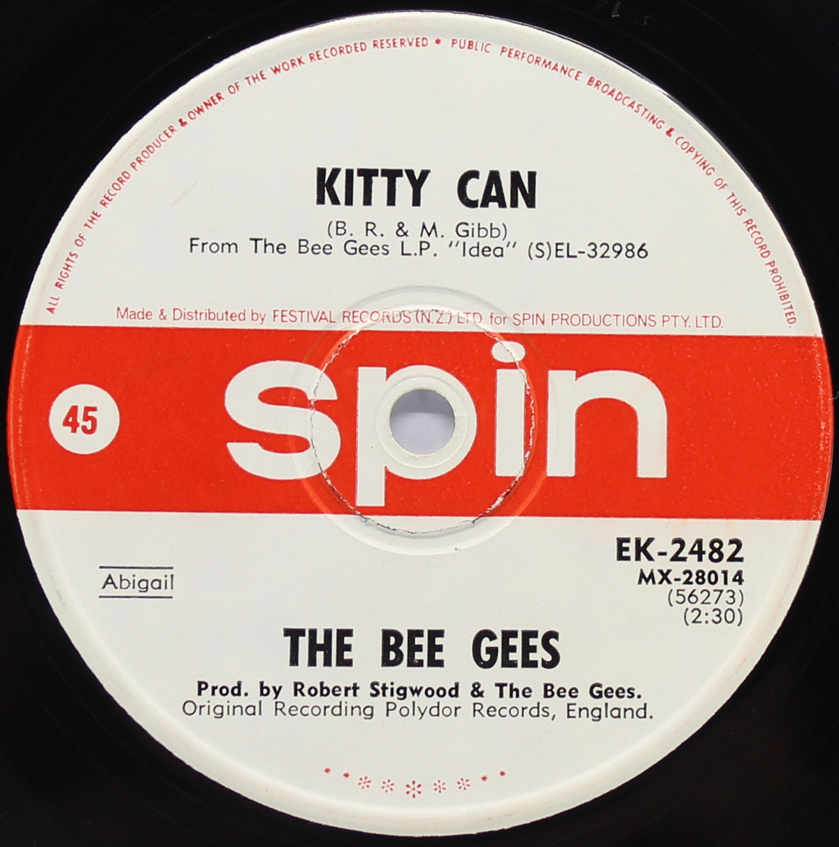 Bee Gees, I&#39;ve Gotta Get A Message To You, Vinyl 7&quot; (45rpm), New Zealand 1968
