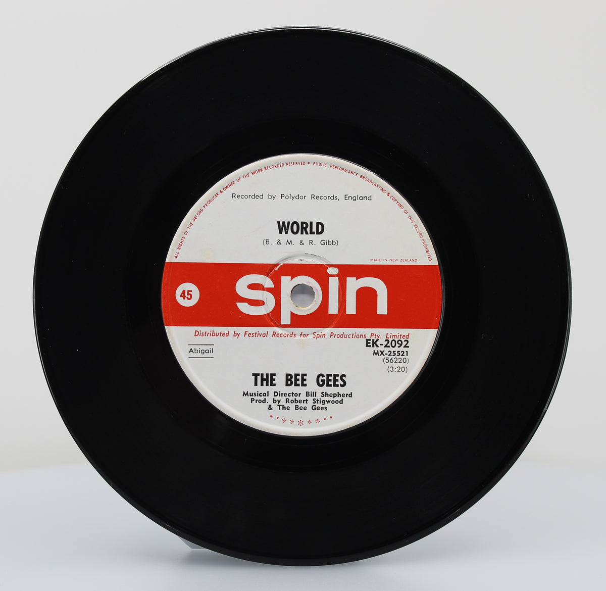 Bee Gees, World, Vinyl 72 (45rpm), New Zealand 1967