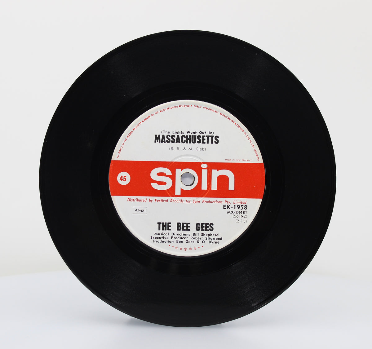Bee Gees, (The Lights Went Out In) Massachusetts, Vinyl 7&quot; (45rpm), New Zealand 1967 (s 1183)