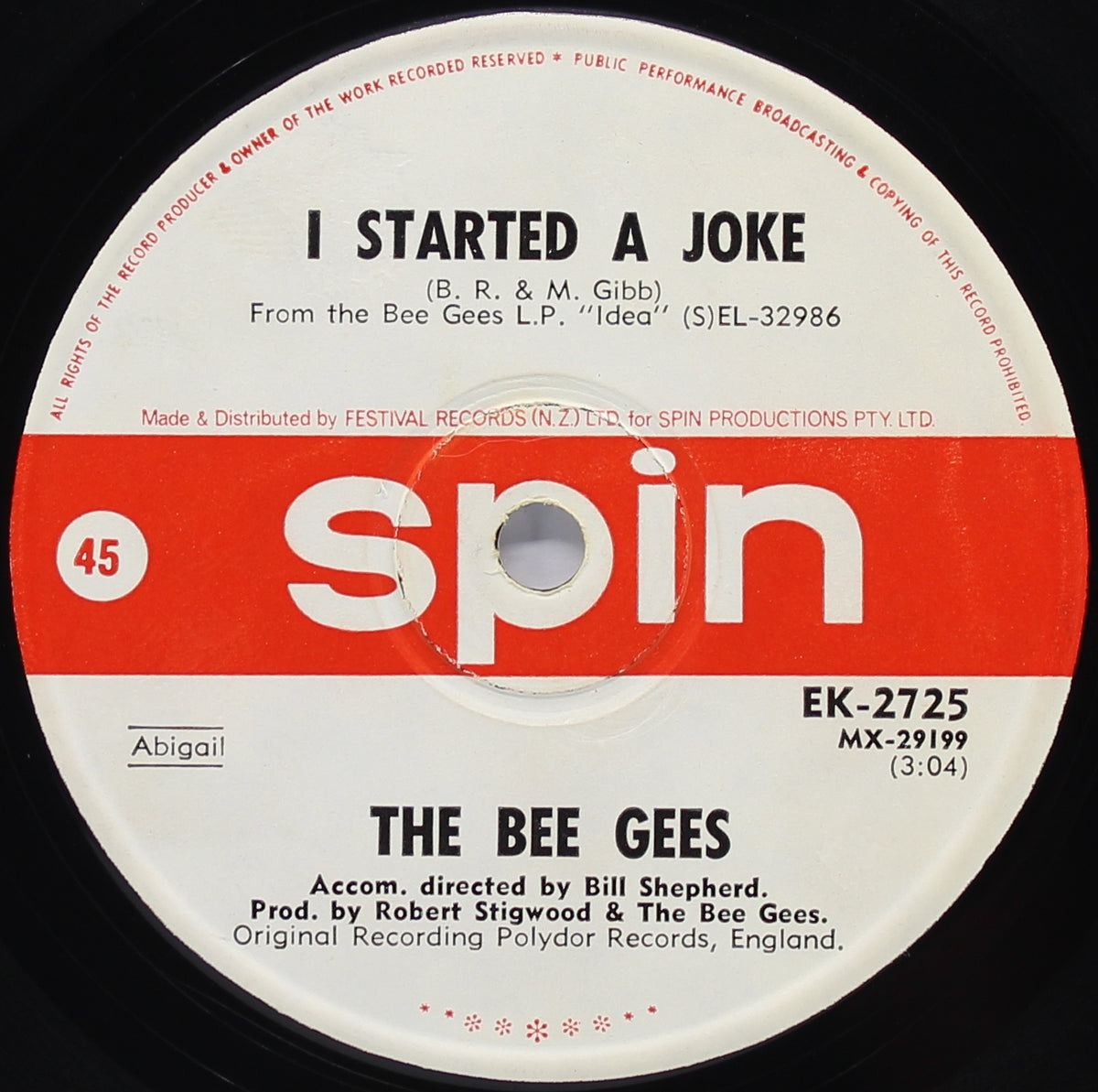 Bee Gees, I Started A Joke, Vinyl 7&quot; (45rpm), New Zealand