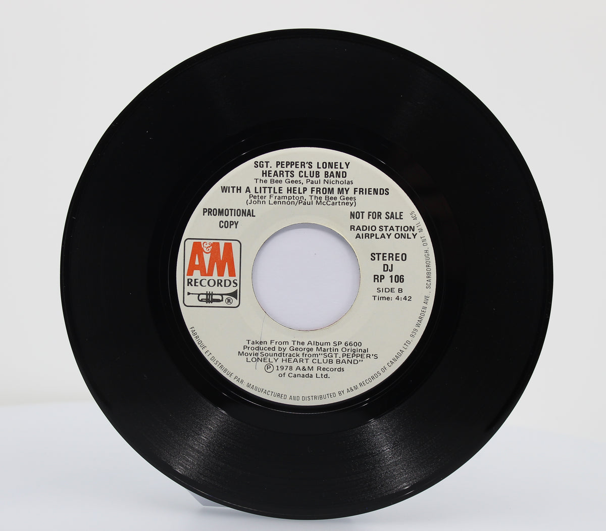 Bee Gees, Paul Nicholas, Peter Frampton ‎– Sgt. Pepper&#39;s Lonely Hearts Club Band, Vinyl 7&quot; (45rpm) PROMO, Canada 1978  (s 1217)