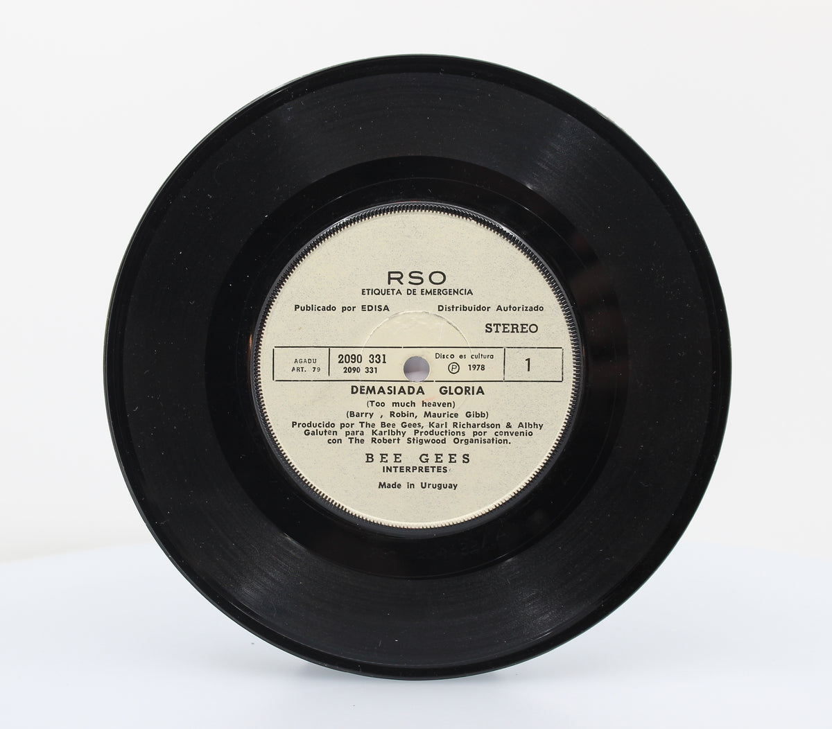 Bee Gees - Demasiada Gloria, Vinyl, 7&quot;, 33 ⅓ RPM, Single, White Emergency Label, Uruguay 1978