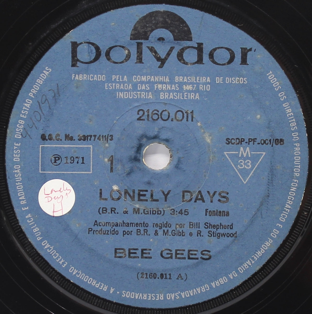 Bee Gees - Lonely Days, Vinyl, 7&quot;, 33 ⅓ RPM, Brazil 1971