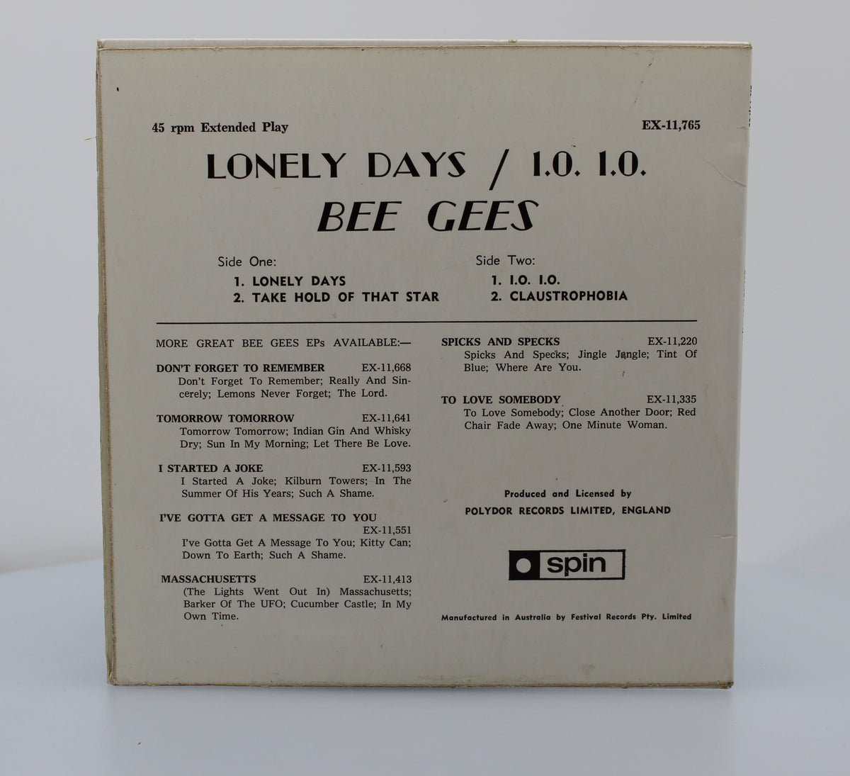 Bee Gees -  Lonely Days, Vinyl, 7&quot;, EP, 45 RPM, Australia 1970