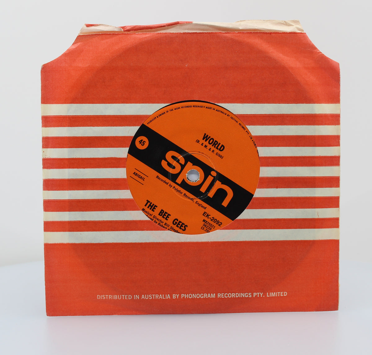 The Bee Gees ‎– World,  Vinyl, 7&quot; 45 rpm,  Australia 1967