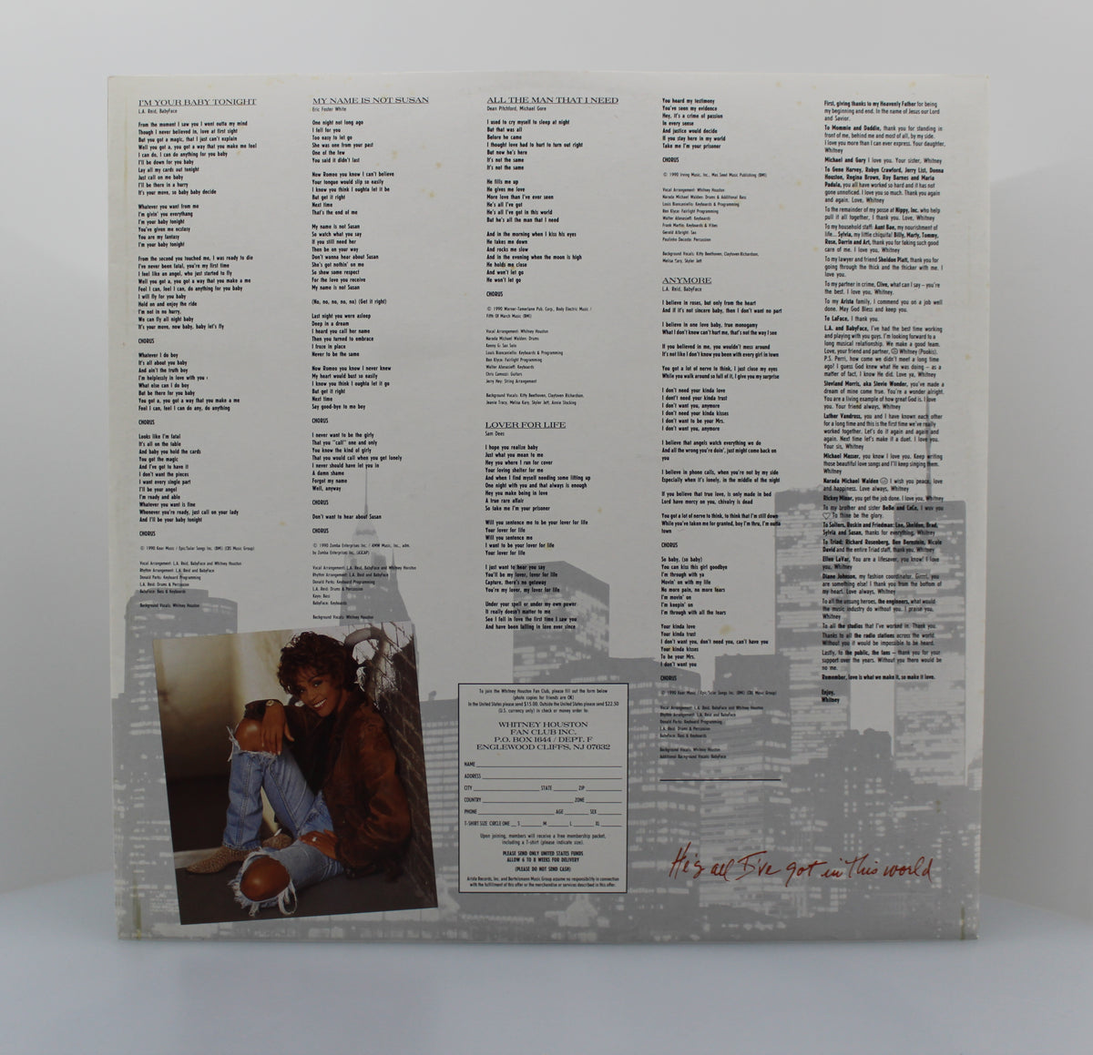 Whitney Houston, I&#39;m Your Baby Tonight, Vinyl Album (33⅓rpm), Brazil 1990 (LP 1652)