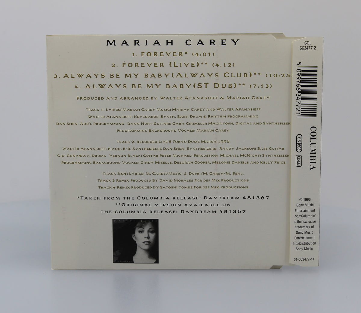 Mariah Carey ‎– Forever, CD Maxi, Europe 1996