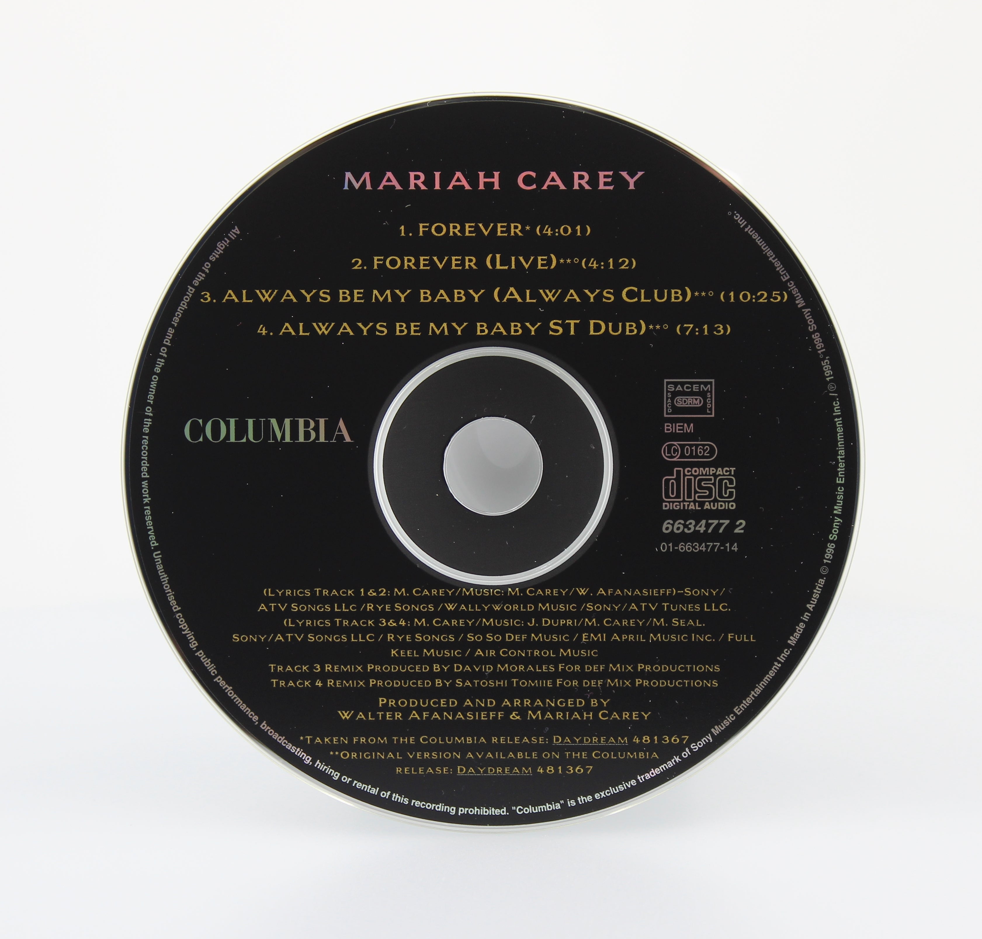 Mariah Carey ‎– Forever, CD Maxi, Europe 1996 - preciousvinyl