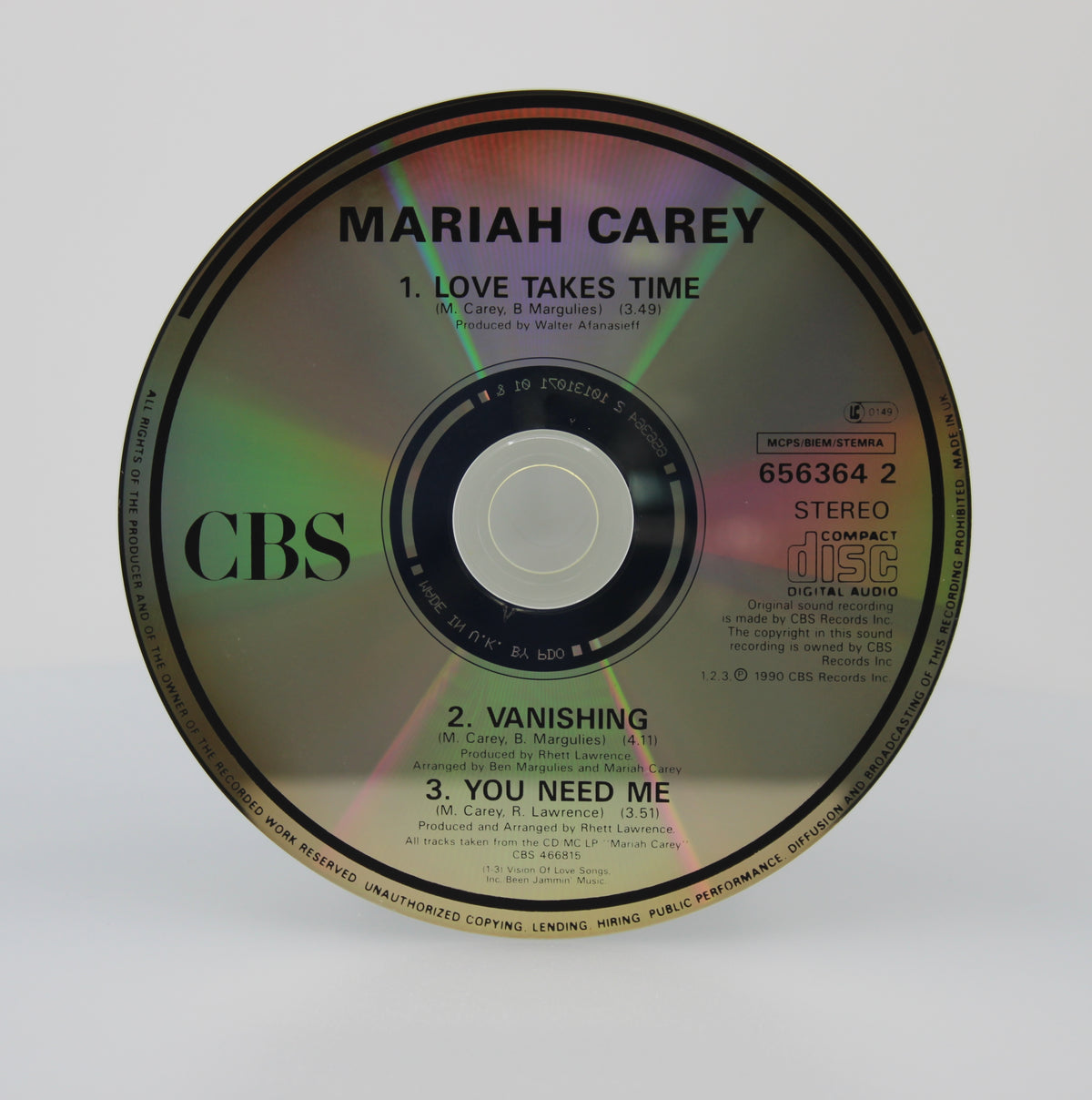 Mariah Carey – Love Takes Time, CD Single, UK 1990 (CD 595)