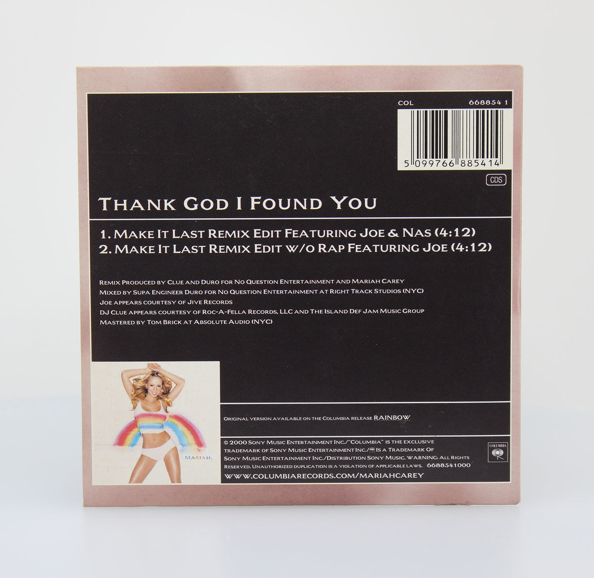 Mariah Carey Featuring Remix Versions With Nas And Joe – Thank God I Found You, CD Single, Europe 2000